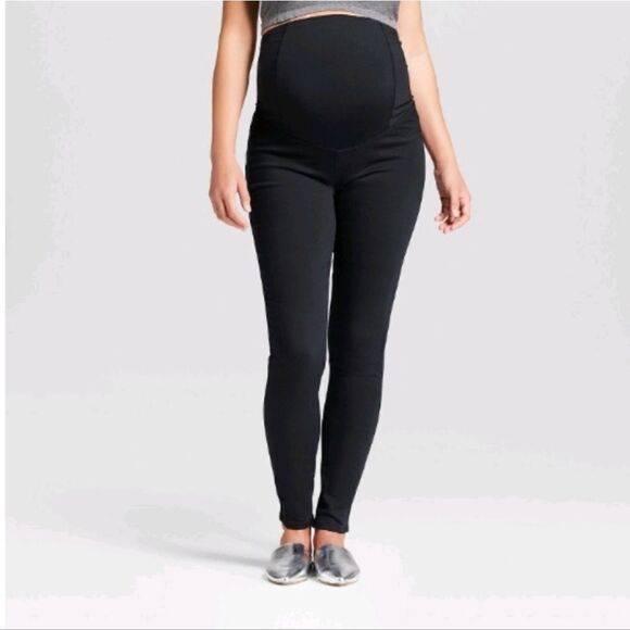 Isabel Maternity Cross Panel  Maternity Jeggings Dark Wask - Picture 7 of 15